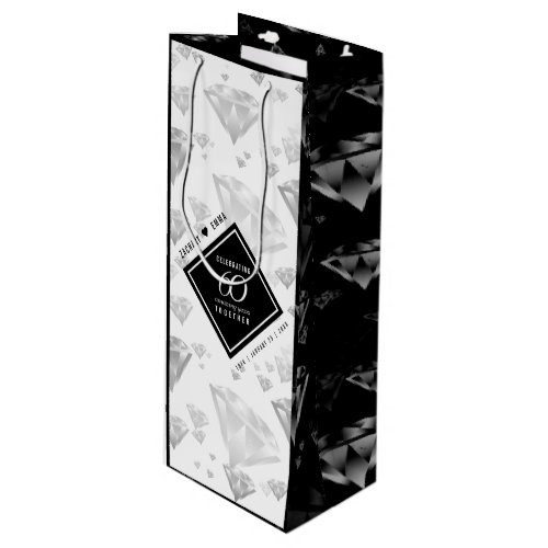 Elegant 60th Diamond Wedding Anniversary Wine Gift Bag