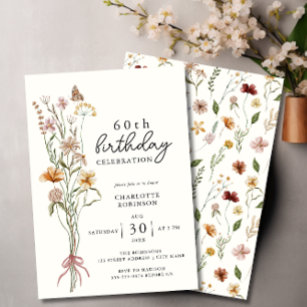 Elegant 60th Floral Birthday Invitation