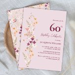 Elegant 60th Floral Wildflower Lavender Birthday Invitation<br><div class="desc">This elegant and simple 60th birthday party invitation features watercolor wildflowers and butterflies on a lavender pink background. The design is bohemian-inspired,  with a whimsical and romantic feel. Also available as digital download!</div>