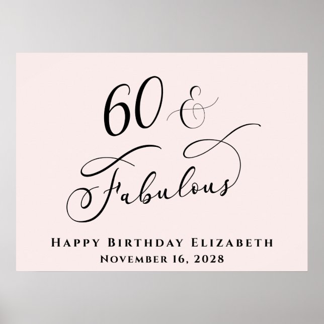 Elegant 60th Pink Birthday Party Poster (Front)