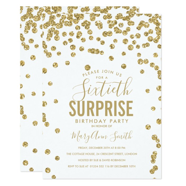 Elegant 60th Surprise Birthday Gold Invitation | Zazzle.com