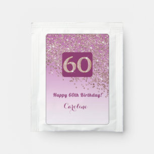 Elegant 60th Tea Birthday Party Rose Gold Glitter Bag Drink Mix