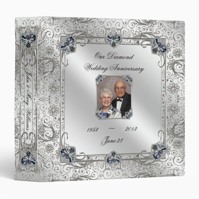 Elegant 60th Wedding Anniversary 1.5" Photo Binder (Front/Spine)