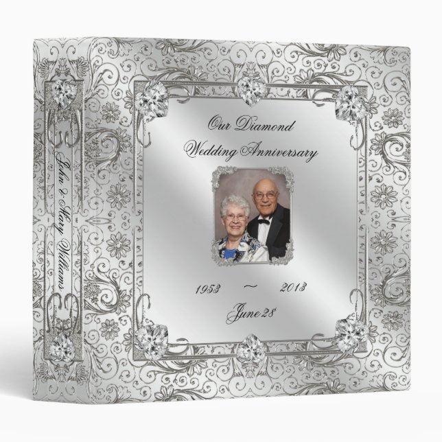 Elegant 60th Wedding Anniversary 1.5" Photo Binder (Front/Spine)