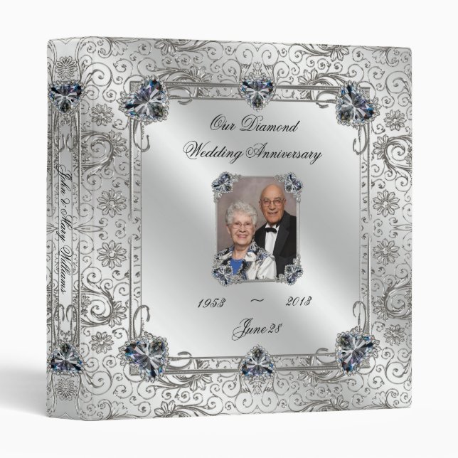 Elegant 60th Wedding Anniversary 1" Photo Binder (Front/Spine)