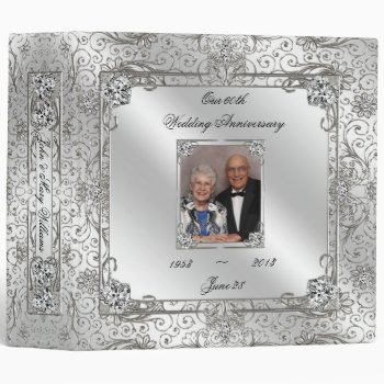 Elegant 60th Wedding Anniversary 2" Photo Binder by Digitalbcon at Zazzle
