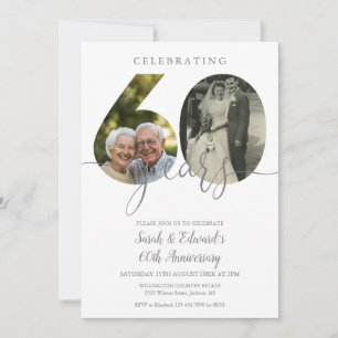 Elegant 60th Wedding Anniversary 2 Photo Invitation