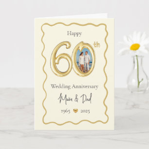 Elegant 60th Wedding Anniversary Card - Mom & Dad 