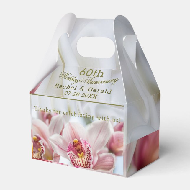 Elegant 60th Wedding Anniversary Favor Boxes (Front Side)