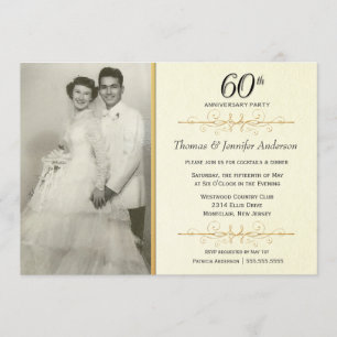 Elegant 60th Wedding Anniversary Party Invitations