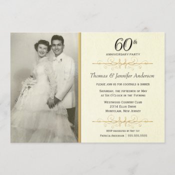Elegant 60th Wedding Anniversary Party Invitations by SquirrelHugger at Zazzle