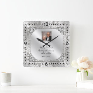 Elegant 60th Wedding Anniversary Photo Clock