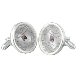 Elegant 60th Wedding Anniversary Photo Cufflinks
