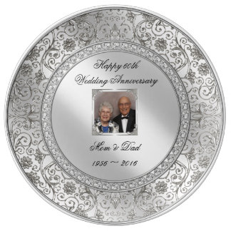 60th Anniversary Gifts On Zazzle Elegant 60th Wedding Anniversary Porcelain Plate