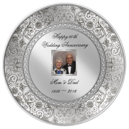 Elegant 60th Wedding Anniversary Porcelain Plate