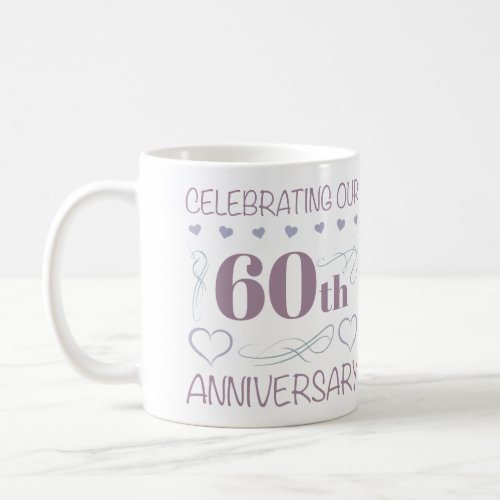 Elegant 60th Wedding Anniversary Purple Coffee Mug