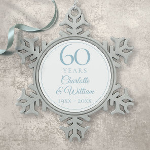 Elegant 60th Wedding Anniversary Snowflake Pewter Christmas Ornament