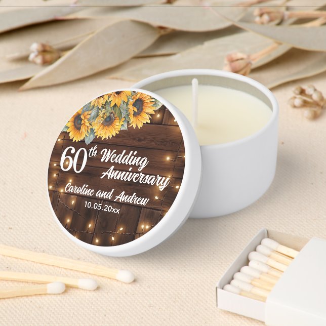 Elegant 60th Wedding Anniversary String Lights Mini Candle Favors (Insitu)