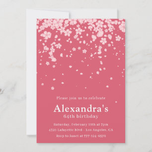 Elegant 64th birthday invitations Pink Floral