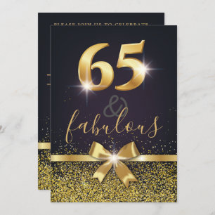 Elegant 65 & Fabulous Gold Glitter 65th Birthday Invitation