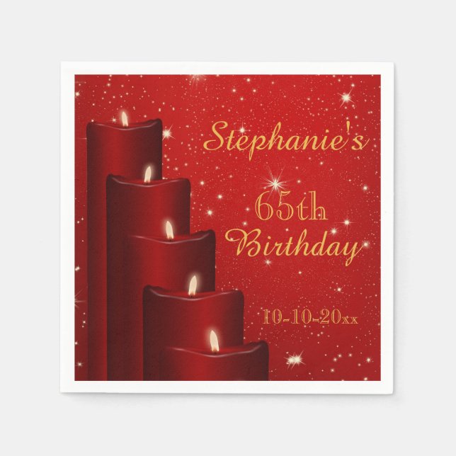 Elegant 65th Birthday Candles With Sparkle Napkins (Front)