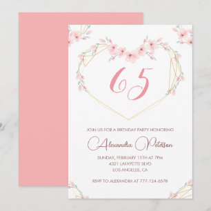 Elegant 65th birthday invitations Pink Floral 