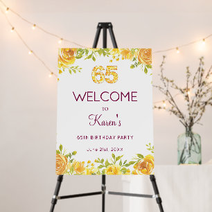 Elegant 65th Birthday – Yellow Roses Welcome Sign
