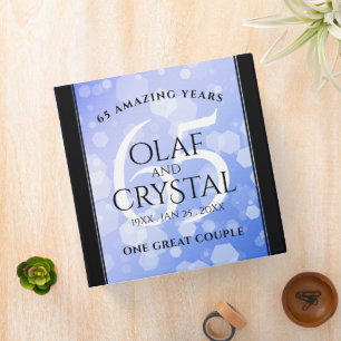 Elegant 65th Blue Sapphire Wedding Anniversary 3 Ring Binder