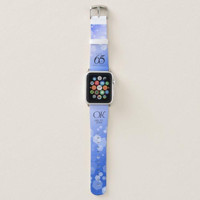 Elegant 65th Blue Sapphire Wedding Anniversary Apple Watch Band (Front)