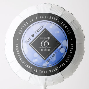 Elegant 65th Blue Sapphire Wedding Anniversary Balloon