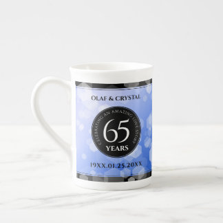 Elegant 65th Blue Sapphire Wedding Anniversary Bone China Mug
