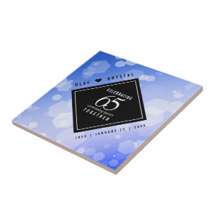 Elegant 65th Blue Sapphire Wedding Anniversary Ceramic Tile