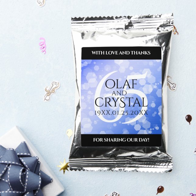 Elegant 65th Blue Sapphire Wedding Anniversary Coffee Drink Mix (Packets)