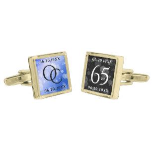 Elegant 65th Blue Sapphire Wedding Anniversary Cufflinks