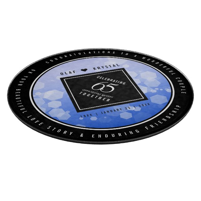 Elegant 65th Blue Sapphire Wedding Anniversary Cutting Board (Corner)