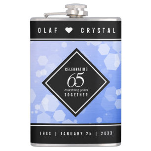 Elegant 65th Blue Sapphire Wedding Anniversary Flask