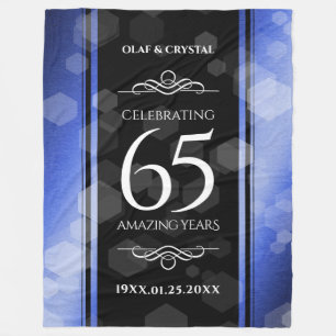 Elegant 65th Blue Sapphire Wedding Anniversary Fleece Blanket