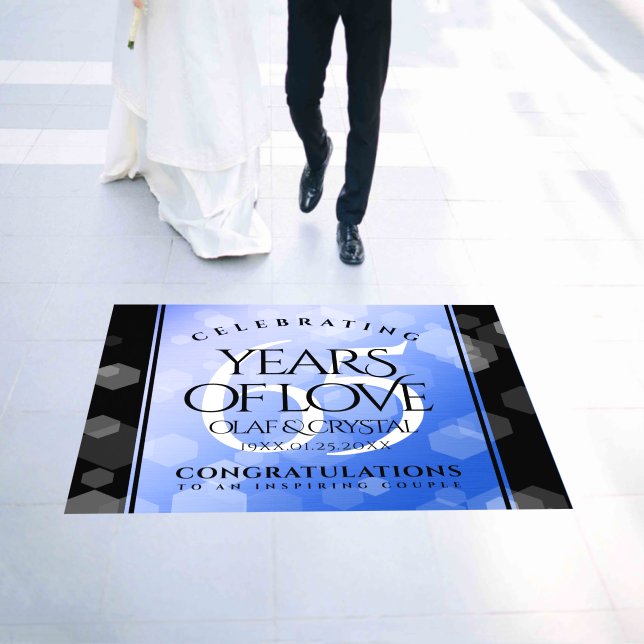 Elegant 65th Blue Sapphire Wedding Anniversary Floor Decals (Wedding)