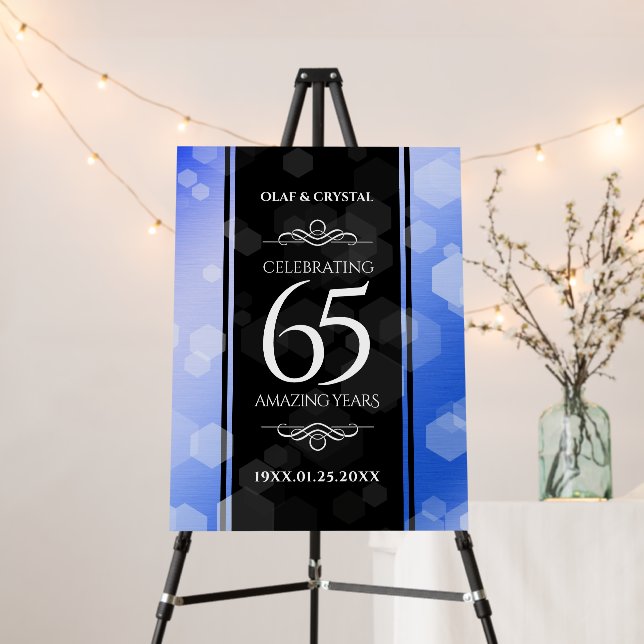 Elegant 65th Blue Sapphire Wedding Anniversary Foam Board (In Situ (Stand))