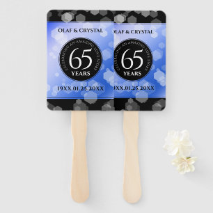 Elegant 65th Blue Sapphire Wedding Anniversary Hand Fan