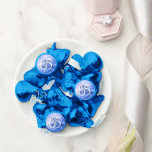Elegant 65th Blue Sapphire Wedding Anniversary Hershey®'s Kisses®<br><div class="desc">Make the 65th blue sapphire wedding anniversary a tasty celebration with these candy favors! Elegant lettering with hexagonal confetti on a sapphire blue background add a memorable touch for this special occasion and extraordinary milestone. Customize with the couple's names.

Design © W.H. Sim. See more at zazzle.com/expressionsoccasions</div>