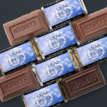 Elegant 65th Blue Sapphire Wedding Anniversary Hershey's Miniatures<br><div class="desc">Make the 65th blue sapphire wedding anniversary a tasty celebration with these miniature chocolates! Elegant lettering with hexagonal confetti on a sapphire blue background add a memorable touch for this special occasion and extraordinary milestone. Customize with the couple's names, marriage dates, and congratulatory messages. Design © W.H. Sim. See more...</div>