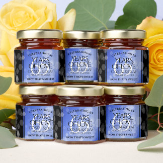 Elegant 65th Blue Sapphire Wedding Anniversary Honey Jar Favors