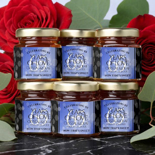 Elegant 65th Blue Sapphire Wedding Anniversary Honey Jar Favors