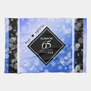 Elegant 65th Blue Sapphire Wedding Anniversary Kitchen Towel