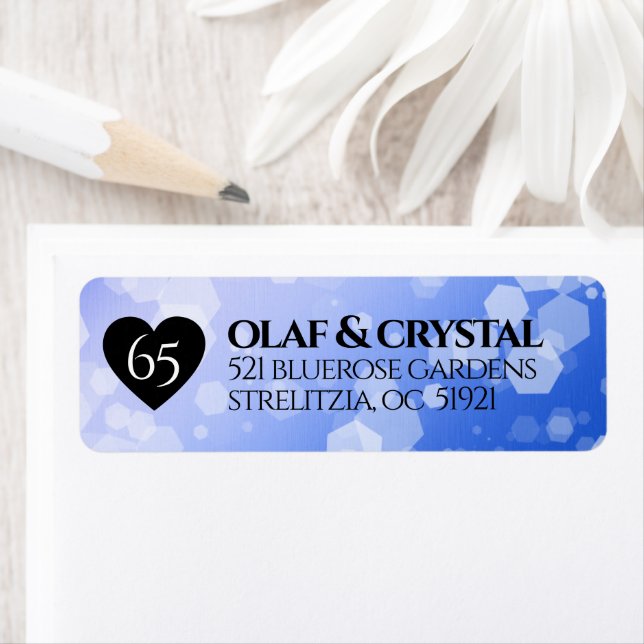 Elegant 65th Blue Sapphire Wedding Anniversary Label (Insitu)