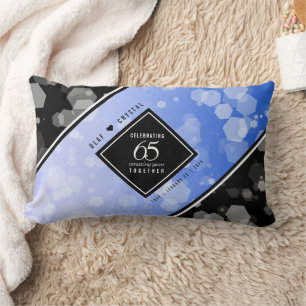 Elegant 65th Blue Sapphire Wedding Anniversary Lumbar Pillow