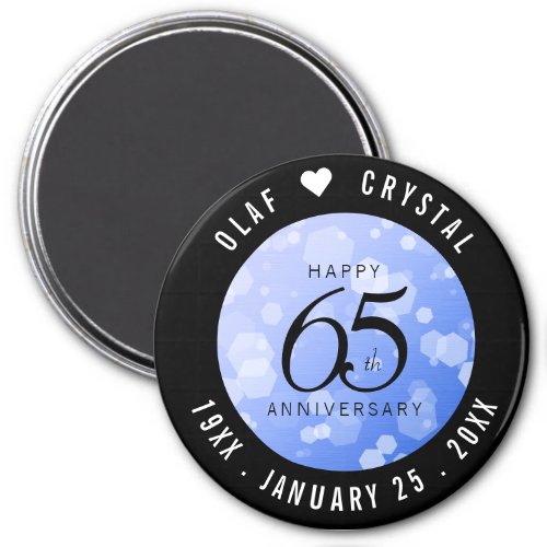 Elegant 65th Blue Sapphire Wedding Anniversary Magnet