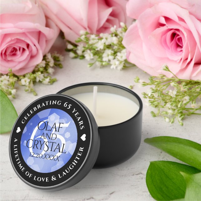 Elegant 65th Blue Sapphire Wedding Anniversary Mini Candle Favors (Insitu (Wedding))