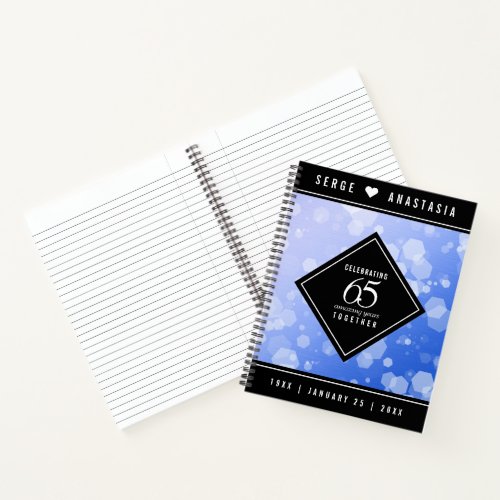 Elegant 65th Blue Sapphire Wedding Anniversary Notebook